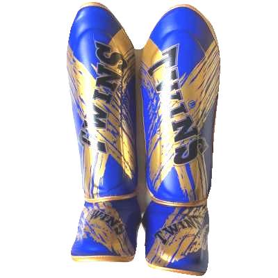 新品 正規 TWINS 本格 レッグガード 青金 レガース サイズ選択/M/L/大人用/子供用/ムエタイ/本革製/マジックテープ式/通販 新品 正規 TWINS 本格 レッグガード 青金 レガース サイズ選択/M/L